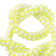 Polymer Perlen Rondell 7mm - White-neon yellow